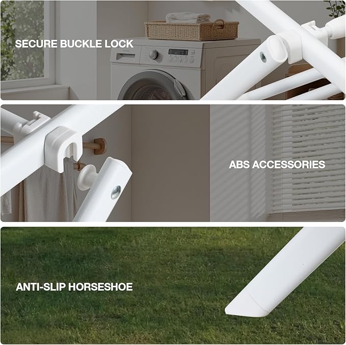 Foldable Clothes Drying Rack, Extendable Laundry Drying Rack, Clothes Airer, Steel Frame, 24-39.2”W x 23.6”D x 40.55 H, Easy Assembly, Indoor Outdoor Use, White