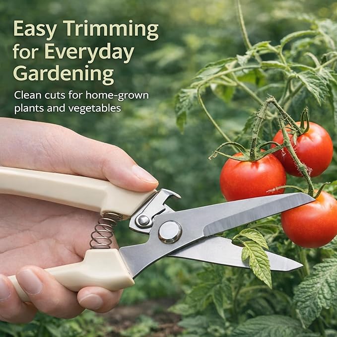 Pruning Shears, Gardening Scissors Garden Shears, Stainless Steel Garden Scissors with Comfortable Grip for Flowers, Herbs & Light Trimming, 1 Pack
