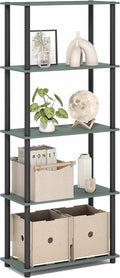 Furinno Turn-N-Tube Storage Shelves, 5-Tier Book Shelf, Corner Shelf, Toolless Open Shelves, for Organization and Storage, Living Room, Garage, Home Office, Sage Green