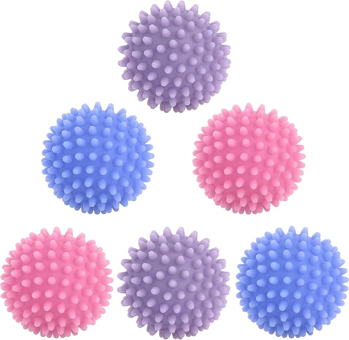 Dryer Balls Laundry Reusable Dryer Balls Anti Static Dryer Drying Balls for Laundry Clothes Fabrics Reduce Wrinkles 2.5 in (Set of 6) (Royal Blue, Light Pink, Purple)