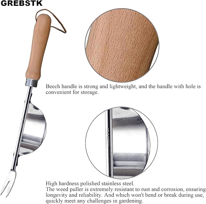 GREBSTK Garden Manual Weeding Tools Stainless Steel Beech Handle Shovel for Weeding, Cultivating, Transplanting, Digging