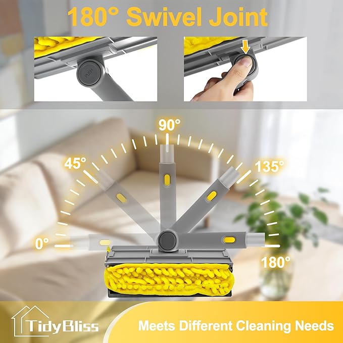 77” Ceiling Fan Blades Cleaner Duster with Extension Pole, Extendable Flexible Dust Cleaning Brush, Reusable Chenille Mop for Baseboard Wall Floor Blinds Cobweb