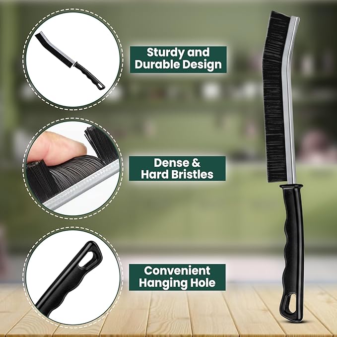 Crevice Cleaning Brush Set – 3Pcs Hard Bristle Cleaning Tools for Grout, Tile Floors, Gaps & Narrow Spaces – Small Grout Scrub Brush for Cleaning Bathroom, Shower, Window Tracks, Kitchen