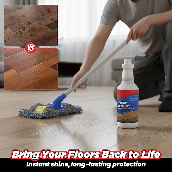 Floor Restore for Wood Floors: Floor Clean Restorer & Polish for Tile, Shine Wood, Laminate, Vinyl, Bamboo - Quick-Drying Flooring Protection Agent (1, 150 ml)