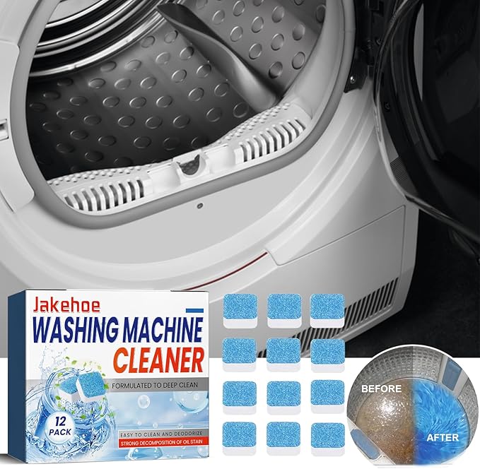 Washing Machine Cleaner, Washing Machine Cleaner Descaler 12Pack,Deep Clean and Descaling for HE Front and Top Loaders Washer - High-Efficiency Tablets for a Fresh, Spotless Laundry