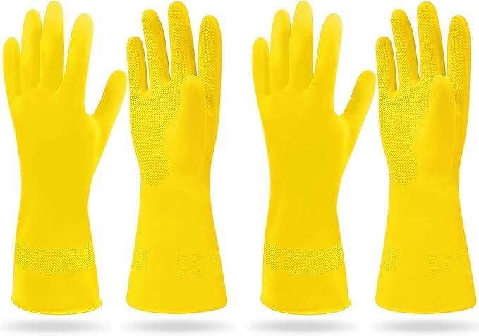 SteadMax 1 Pair Cleaning Gloves, Reusable Natural Rubber Dish Gloves, Latex Non-Slip Gloves for Kitchen, Household