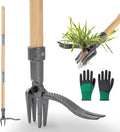 Weed Puller Stand-Up Weed Puller Tool with Long Handle & 4-Claw Steel Head Manual Weed Remover Tool for Lawn and Garden (Bamboo)