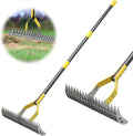 Thatch Rake, 2-in-1 Lawns Manual Dethatcher with Adjustable Head, 70" Heavy Duty Metal Dethatching Rake Garden Tools, 19-Tooth Sharp Blade for Yard Dead Grass, Moss Removal, Soil Loosening
