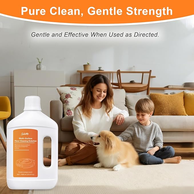 33.81 fl oz/1L Floor Cleaning Solution Compatible with Dreame Wet & Dry Vacuum, No residue & Pet-friendly, Household Floor Cleaners Suitable for Robot Vacuum Cleaners and Floor Mops, Sweet Orange