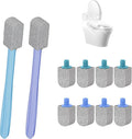Pumice Stone Toilet Bowl Cleaner,Bathroom Cleaner Brush Toilet Wand Refills with 30CM Long Handle for Remove Hard Water Stains with 1 Wand+ Pumice Stones (10 Pack)