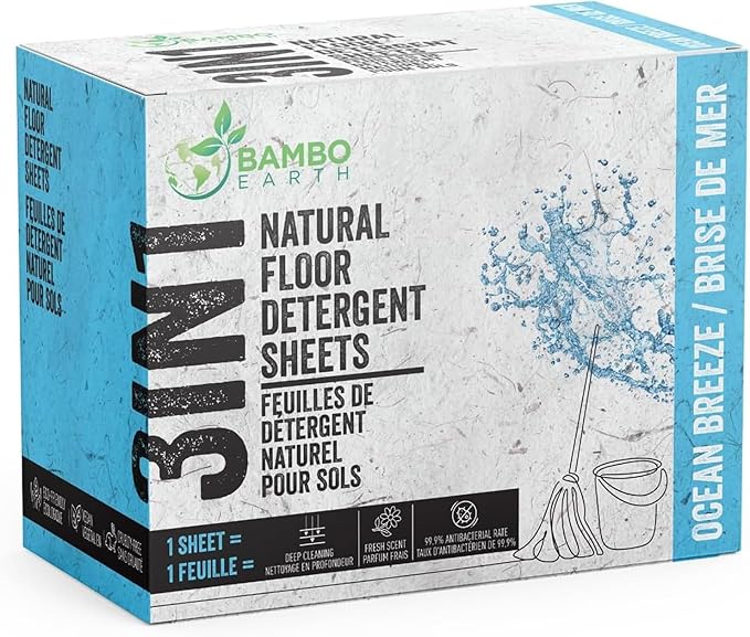 90 Pcs All Natural Floor Cleaner Sheets - Biodegradable And Dissolvable Multipurpose Mopping Concentrated Floor Cleaning Soap Detergent Strips, Mess Free Water Soluble Fast Dry Eco Friendly (Ocean)
