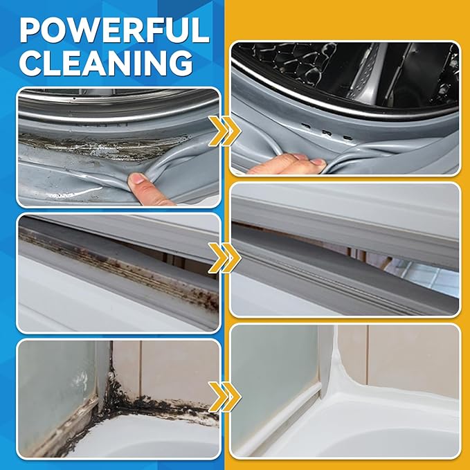 Mold Stain Cleaner, 8 Floz Washing Machine Cleaner Gel with Brush, Household All-Purpose Cleaner Highly Effective in Penetrating for Grout, Fridge, Bathroom, Shower, Front Load Washer, Tile Bathtub