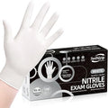 Disposable Nitrile Exam Gloves, 3-mil, Large, Box of 100, White Nitrile Gloves Disposable Latex Free for Medical, Cleaning, Cooking & Esthetician, Food-Safe, Powder-Free, Non-Sterile