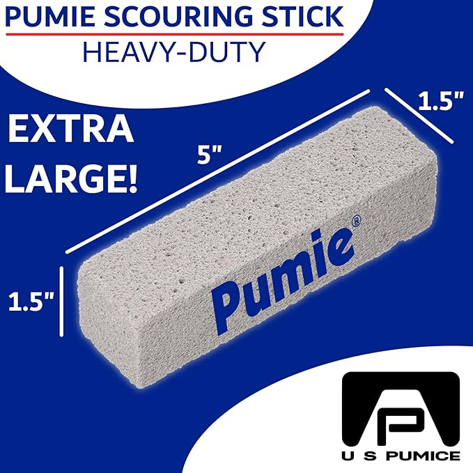 PUMIE Extra Large Pumice Scouring Stick, 2x Larger Than Regular Stick, Heavy Duty Pumice Cleaning Stone for Tough Kitchen Stains, Toilet Bowls & Rings, Extra Large Pumice Cleaning Bar for Rust & Pain