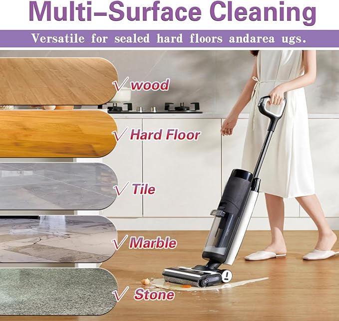 Snowlily 33.8 FL OZ Floor Cleaning Solution Compatible with Robot Vacuum, Residue & Streak Free, Low Foam Floor Cleaner for Mopping, for All Robot Vacuum Mops & Wet Dry Vacuum Cleaners, Lavender