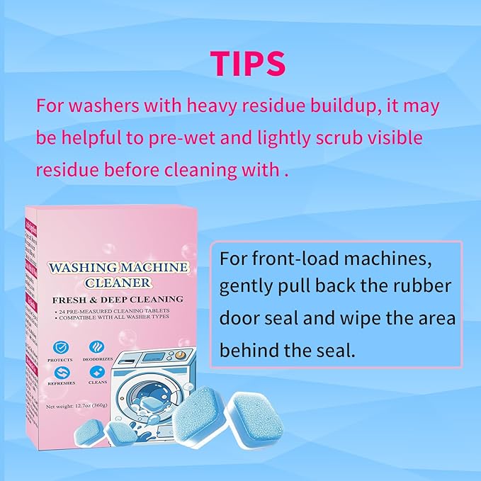48-Pack Washing Machine Cleaner Tablets for the Front Load and Top Load Compatible Descaler Pods for Laundry Tub, Drum and Gasket Septic Safe, Fresh Scent