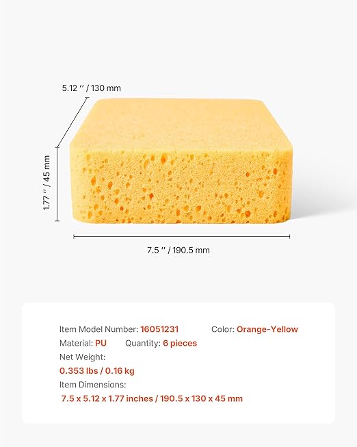 VEVOR 6-Pack Non-Scratch Cleaning Sponges, Dish Scrubber Sponges for Kitchen, Bathroom, Tiles, Marble and Glass Surfaces, Large Household Scrubbing Sponges