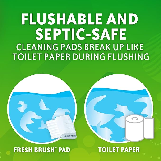 Scrubbing Bubbles Toilet Bowl Cleaning System with Flushable & Disposable Cleaner Refill Pads, Fights Odors and Helps Remove Limescale & Hard Water Stains, Citrus Scent, 1 Wand + 4 Refills + 1 Stand