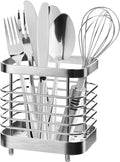 Utensil Holder, Stainless Steel Utensil Drying Rack for Kitchen Counter, Silverware Cutlery Flatware Holder Forks, Knives, Spoons, Chopsticks Organizer (Silver)