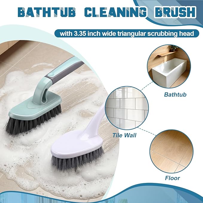 11 Pcs Cleaning Brush Set with Squeegee Crevice Gap Brushes Handheld Scrub Brush and Hard Bristle Detail Brushes Multi-Purpose Household Cleaning Tools for Kitchen Bathroom Sink Grout Window