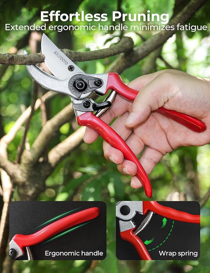 SOLOTODO 8.5" SK5 Bypass Pruning Shears for Gardening, 4x Sharper Garden Shears Clippers Scissors, Professional Pruners for Gardening Gifts for Women Men, Japanese Steel German Technique, Non-breaking