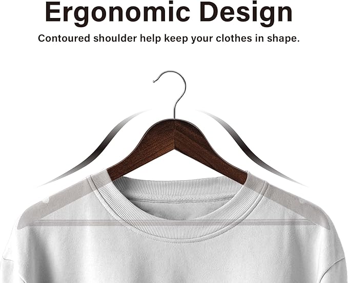StorageWorks Wooden Hangers 30 Pack, Wood Coat Hangers for Closet, Heavy Duty Clothes Hangers for Suits, Shirts, Pants, Jackets, Walnut Color