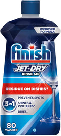 Finish Jet-Dry Dishwasher Rinse Aid, Compatible with Dishwasher Detergent, Prevents Spots & Residues, Dries, Shine & Protects, 8.45 oz, 80 Washes.