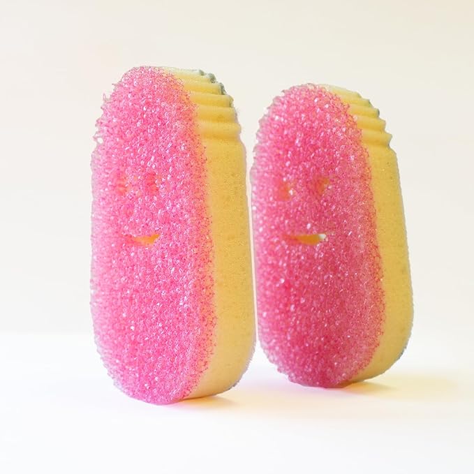 Scrub Daddy Dish Wand Scrubbing Brush Replacement Heads, Soap Dispensing Brushes, Texture Changing Washing Up Sponges, Detachable Dish Daddy Head Sponge Refills, Pink 2 Pack