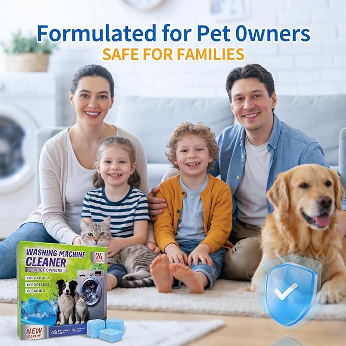 Ultra-Powerful Washing Machine Cleaner Tablets-24 Packs, Deep Cleaning Tablets for Front Loader,Top Load & HE Washers,Formulated for Pet Owners,1 Year Supply