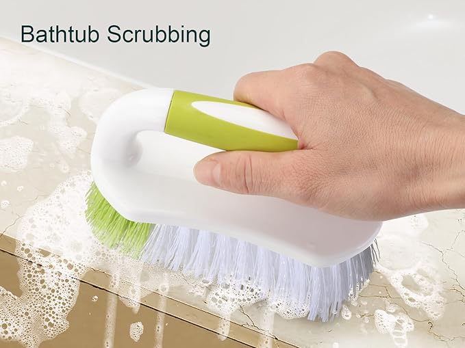 Scrub Brush for Cleaning, Heavy Duty Shower Scrubber with Stiff Bristles for Tub, Sink, Floor, Tile, and Carpet Scrubbing, 3 Pack
