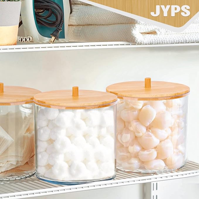 JYPS Large Capacity Laundry Pods Container with Bamboo Lid, Clear Acrylic Powder Detergent Containers for Pods, Scent Boosters & Powder, Laundry Room Organization decor, Airtight Storage Jars