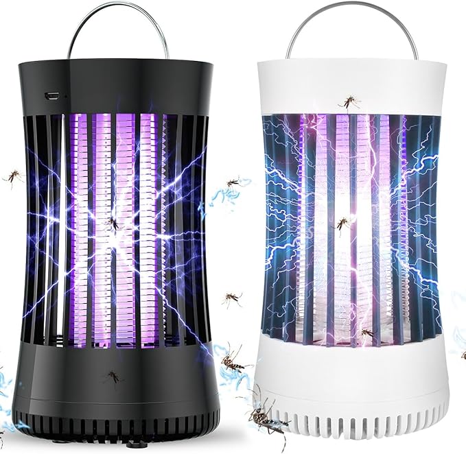 AICase 2pcs Portable USB Electronic Rechargeable Killer Lamp/Bug Zapper for Summer Trip,Outdoor Camping,Patio,Home and Garden,Mosquito Trap Indoor,Moth Trap/Bug Killer/Mosquito Killer Light