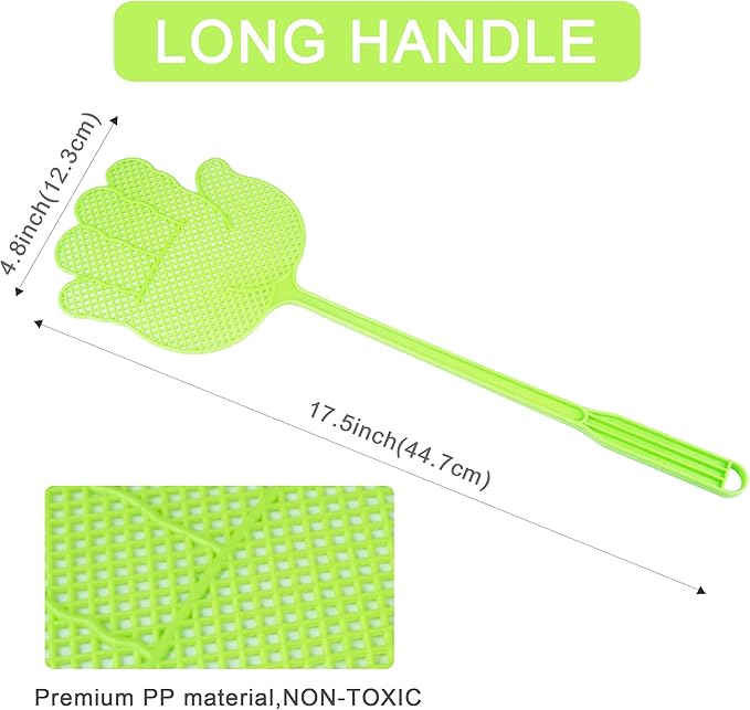 Dirza Fly Swatter - Funny Hand Shaped Fly Swatters - Durable -Colorful Manual Flyswatter Plastic Bug Swatters for Home Indoor Outdoor Classroom Office 5 Pack