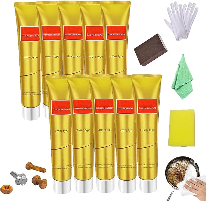 Raturv Metal Polish Cream, Instashine Metal Cream, Metal Polishing Paste, Metal Polishing Kit, Chrome Polish And Rust Remover For Stainless Steel (12pcs)