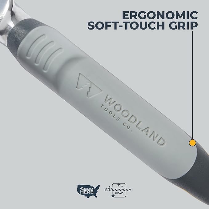 Woodland Tools Heavy Duty Garden Transplanter - Narrow Anodized Aluminum Hand Shovel with Depth Markings and Ergonomic Grip, Planting and Digging Tool for Soil, Flowers, Bulbs, and Raised Beds