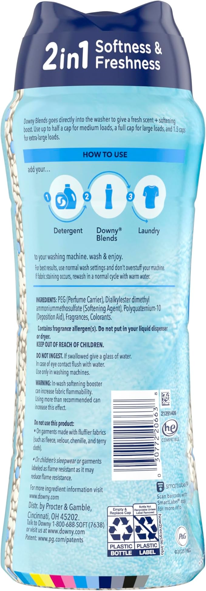 Downy Blends In Wash Laundry Scent Booster Beads, Meadow Rain Scent, 24.5 OZ, Fabric Softener Beads And Freshness