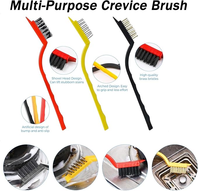 Crevice Cleaning Brush, Crevice Cleaning Brushes for Household Use, Hard Bristle Crevice Cleaning Brush, for Kitchen, Faucets, Grout, Bathroom, Corners (Multicolored, 7 Pack)