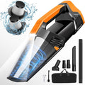 Blestan Car Vacuum Portable with LED Light, High Power Suction, Lightweight Rechargeable Hand Vacuum, Hand Held Vacuum Cleaner for Car Home Office, Pet Hair, Orange
