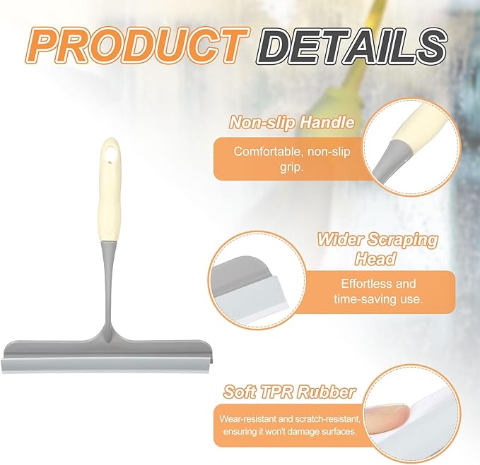 HARFINGTON 2pcs Shower Squeegee 8.8 Inch Length Water Blade Cleaner Tool Household Mirror Squeegee with Hole for Windshield Window Cleaning Glass Door, White