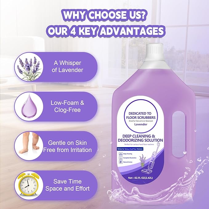 Floor Cleaning Solution Compatible with Tineco – 82 FL OZ Lavender Floor Cleaner – Rich, Long-lasting Fragrance, – For All Cordless Wet/Dry Vacuum Mop Cleaner & Robot Vacuums with Mopping