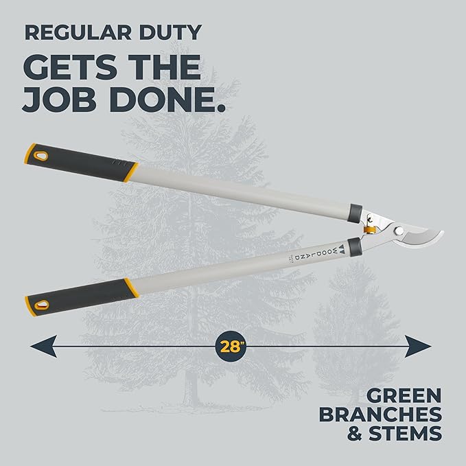 Woodland Tools Regular Duty Lopper – 28 Inch Manual Branch Cutter with Bypass Blade and Non Slip Grip – Lightweight Tree Trimmer for Gardening, Shrubs, and Small Branches