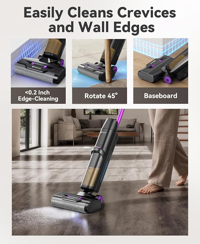 Wet Dry Vacuum Cleaner 16,000Pa,50Mins Runtime Cleaning Area 3,013 ft²,Cordless Vacuum Cleaner, Cordless Vacuum and Mop All in One,for Hard Floors Sticky Messes and Pet Hair,H15 Set