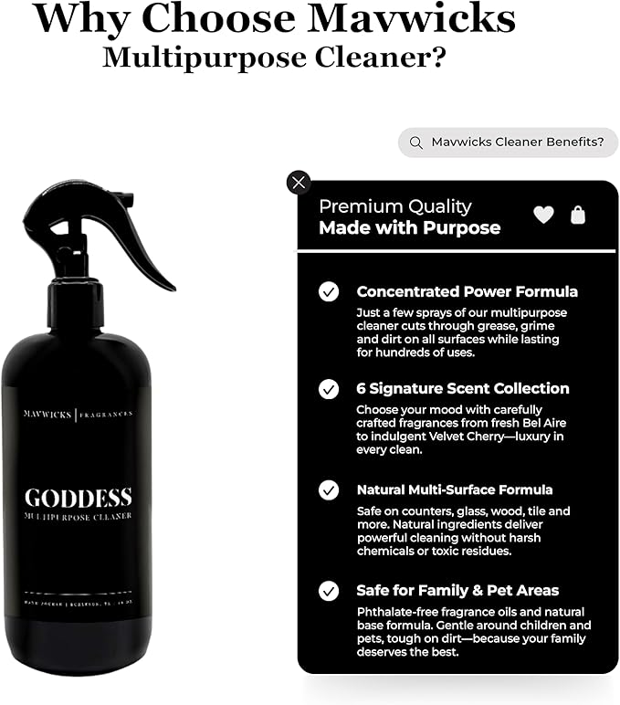 Fragrances All Purpose Cleaner Spray (Goddess) 16 Oz – Multipurpose Surface Cleaning Spray for Kitchen, Bathroom, Floors and Counters, Home and Office, Natural and Non-Toxic