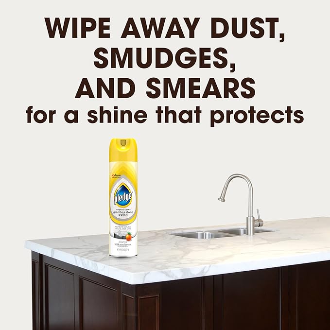 Pledge Granite & Stone Cleaner, Expert Care, Aerosol, Orange Scent, 9.7 oz.