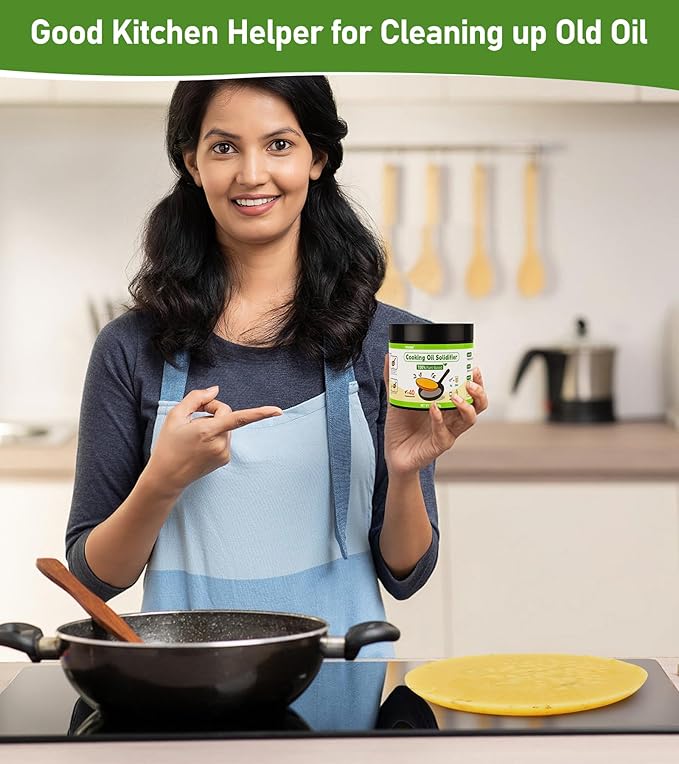 Cooking Oil Solidifier, Solidifies Up to 40 Cups from Mess, 100% Plant-Based Used Oil Solidifying Powder, Grease Hardener Disposal for Kitchen