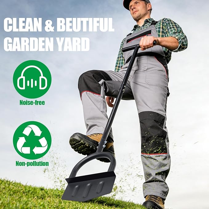 Edger Lawn Tool 41.8” Manual Lawn Edger with Ergonomic T-Grip & Wide Footplate Metal Half Moon Grass Edgers for Garden Yard Landscaping Maintenance
