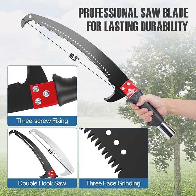 Manual Pole Saw, 7-30FT Pole Saws for Tree Trimming, SK5 and 65 Mn Steel Saw Blades Scissor Pruner Set, Tree Trimmers Long Handle Pruner for Backyard, Garden, Bush Cutting and Pruning of Palm Trees