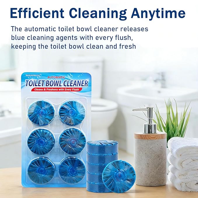 Automatic Toilet Bowl Cleaner Tablets - Long-Lasting Bathroom Tank Cleaner for Effortless Cleaning, Stain Prevention & Freshness Up to 15 Days Per Tablet
