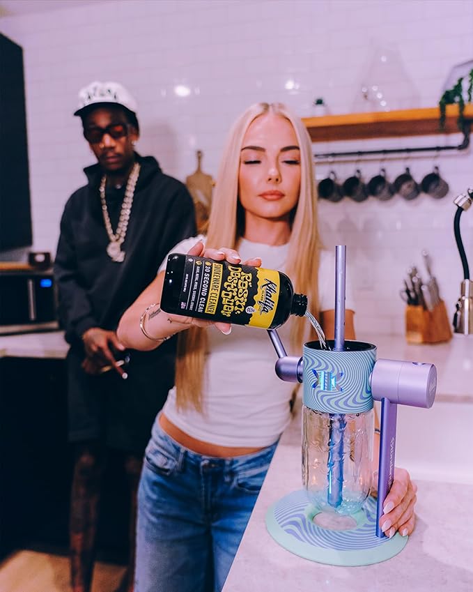 Khalifa Resin Destroyer Cleaning Solution Fl Oz Bottle - Clean & Deodorize Glass, Ceramic, Silicone & Metal - Restore Your Pieces to Perfection - Destroy Resin, Wax, Oil & Stinky Debris (32 Fl Oz)