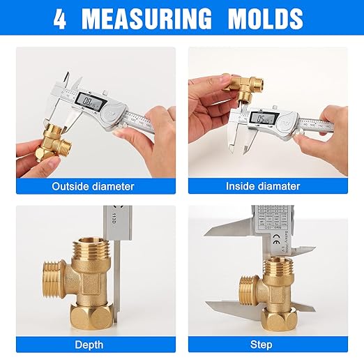 Digital Caliper, Adoric Caliper Measuring Tool 0-6" Stainless Steel Vernier Caliper Digital Micrometer with Large LCD Screen, Easy Switch from Inch Metric Fraction, 6" Caliper Tool for DIY/Household